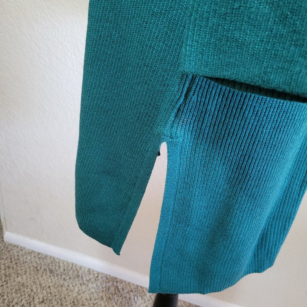 J. Jill Hunter Green Sweater Small Tunic Wool Top 3/4 Sleeve Relaxed Loose Fit - Picture 4 of 5